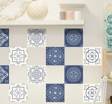 Ornamental tiles floral wall sticker - TenStickers