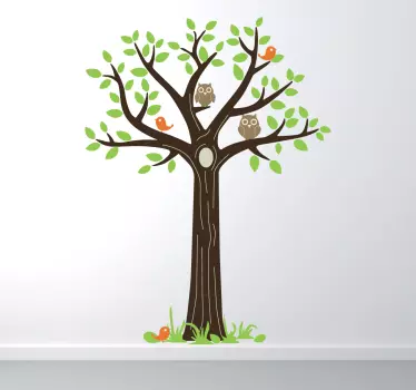 Owls on a Tree Wall Sticker - TenStickers