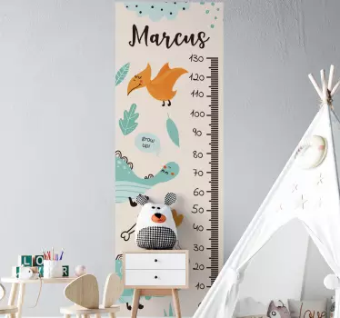 Personalised Dinosaur height chart sticker - TenStickers