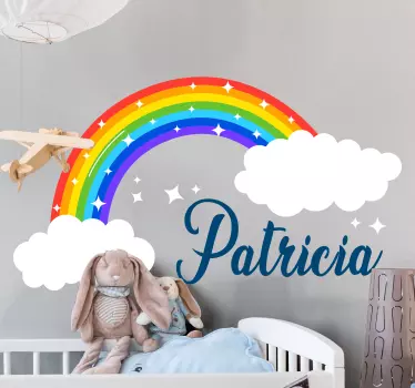 Personalised Sparkly Rainbow baby wall sticker - TenStickers