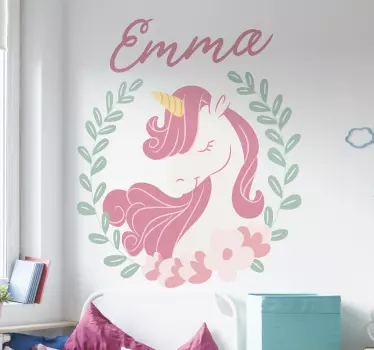 Princess unicorn with name fairy tale wall decal - TenStickers