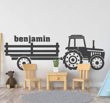 Silhouette tractor personalized name toy decal - TenStickers