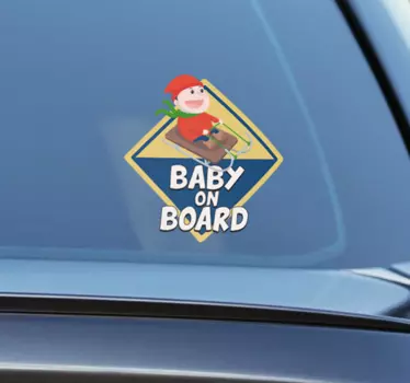 Sled baby in car sticker - TenStickers