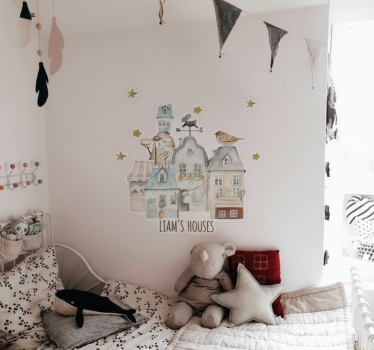 Sticker illustration of flemish houses with names - TenStickers