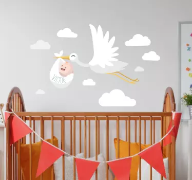 Stork Baby Blanket Wall Sticker - TenStickers