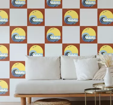 Sun, beach and wave tile transfer - TenStickers