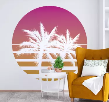 Sunset Vintage Landscape wall decal - TenStickers