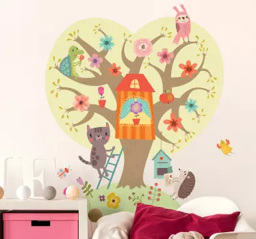 Tree and animals wall sticker illustration sticker - TenStickers