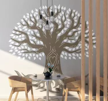 Tree of life white leaves tree wall decal - TenStickers