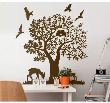 Tree with animal kids bedroom wall sticker - TenStickers