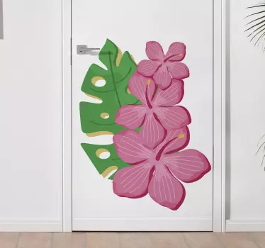 Tropical flower design glass door sticker - TenStickers