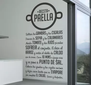 Vinilo decorativo receta paella recipe sticker - TenStickers