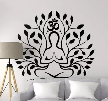 Yoga tree black &white wall sticker - TenStickers