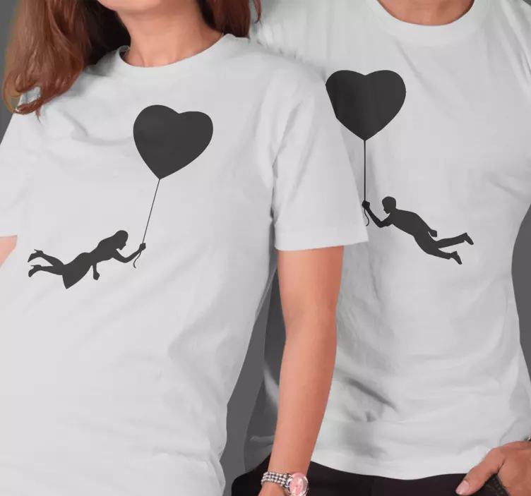 Heart balloons couple t -shirts - TenStickers