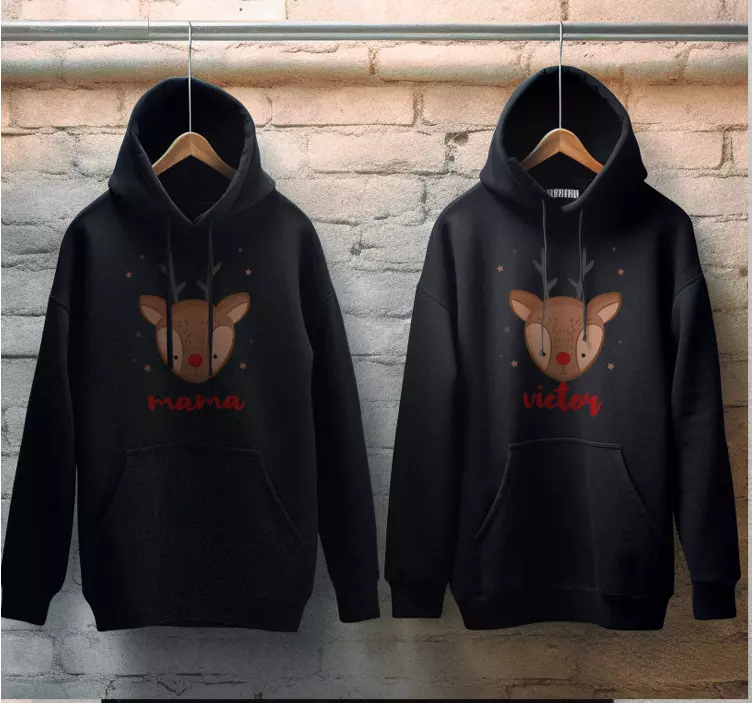 Customizable reindeer Christmas hoodie - TenStickers