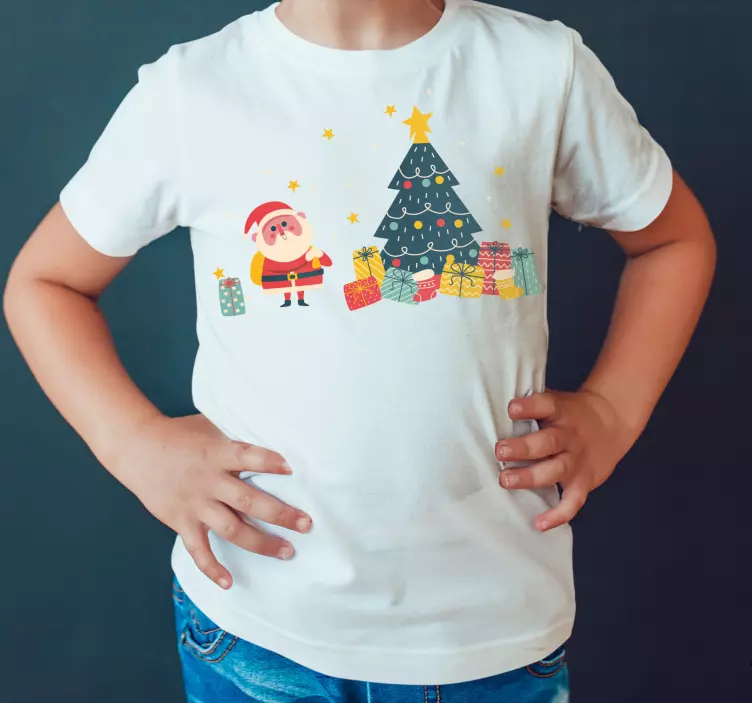 Cute Santa Claus with presents and stars shirt - TenStickers