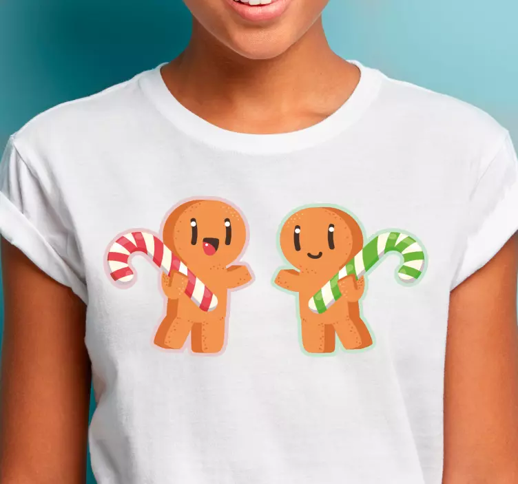 Dancing gingerman candy cane Christmas shirt - TenStickers