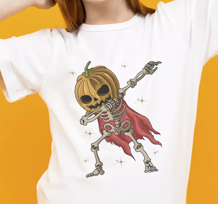 Dapping skeleton with pumpkin Halloween shirt - TenStickers