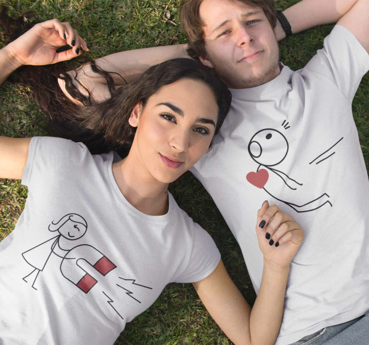Heart magnet Couple t shirt - TenStickers