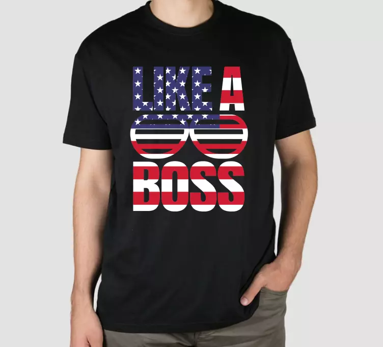 Like A Boss Style US flag t-shirt - TenStickers