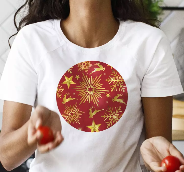 Red reindeer stars Christmas t-shirt - TenStickers