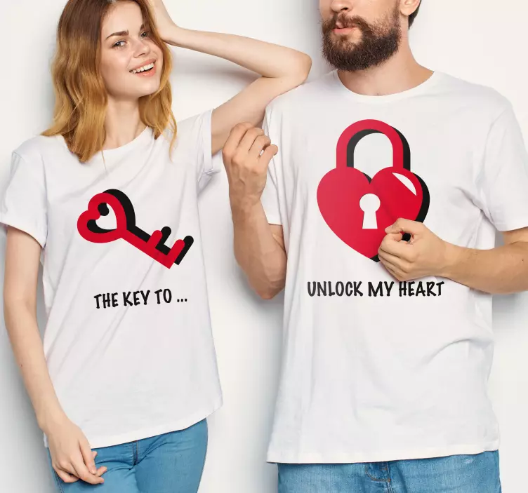 The key to unlock my heart  Couple t shirts - TenStickers
