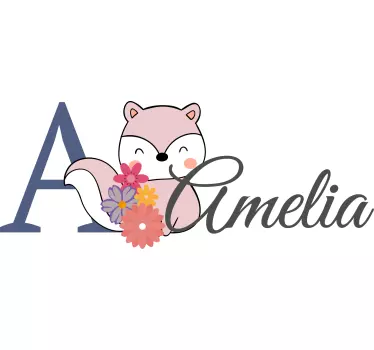 Baby t-shirt floral initial fox design - TenStickers