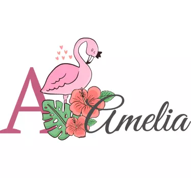 Baby t-shirt a flamingo and flowers design - TenStickers
