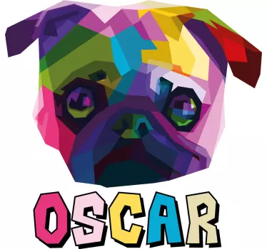 Colorful pug portrait t-shirt - TenStickers
