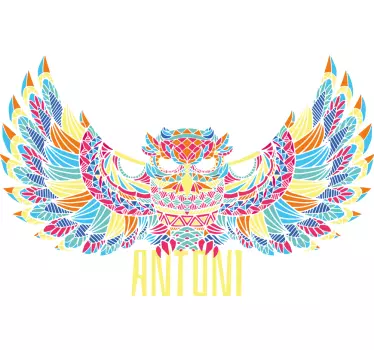 Colorful owl wings t-shirt - TenStickers