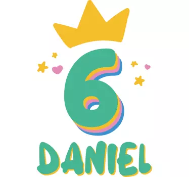 Kids t-shirt crown six birthday design - TenStickers