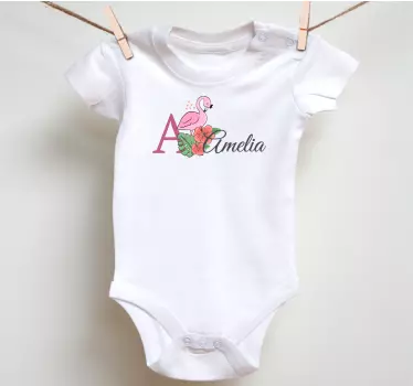 Baby t-shirt a flamingo and flowers design - TenStickers