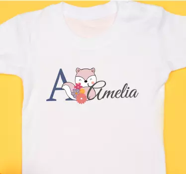 Baby t-shirt floral initial fox design - TenStickers