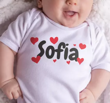 Personalised name baby shirt with hearts - TenStickers