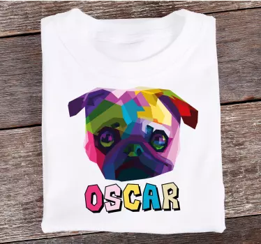 Colorful pug portrait t-shirt - TenStickers
