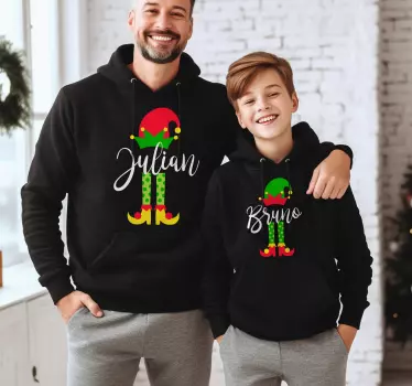 Personalised name elf family matching festive sweatshirt - TenStickers