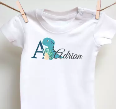 Dinosaur themed personalized baby t-shirt - TenStickers
