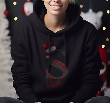 Initial letter and name Christmas hoodie - TenStickers