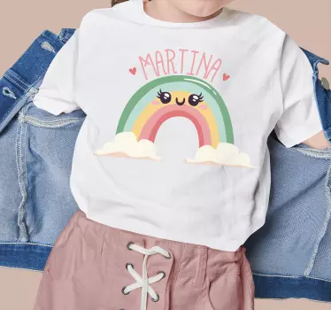 Joyful rainbow personalized kids t-shirt - TenStickers