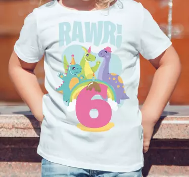 Kids t-shirt colorful dinosaur celebration - TenStickers