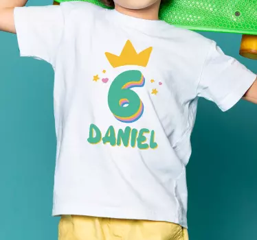 Kids t-shirt crown six birthday design - TenStickers
