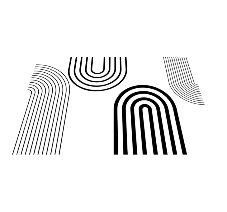 Thin minimalist black arcs white vinyl carpet - TenStickers