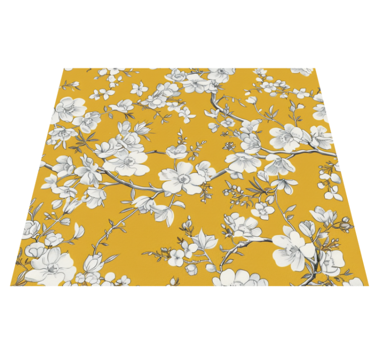 Floral vintage pattern yellow vinyl carpet - TenStickers