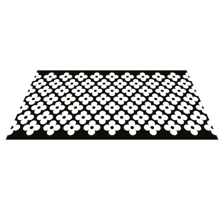 Simple flower shapes black vinyl carpet - TenStickers