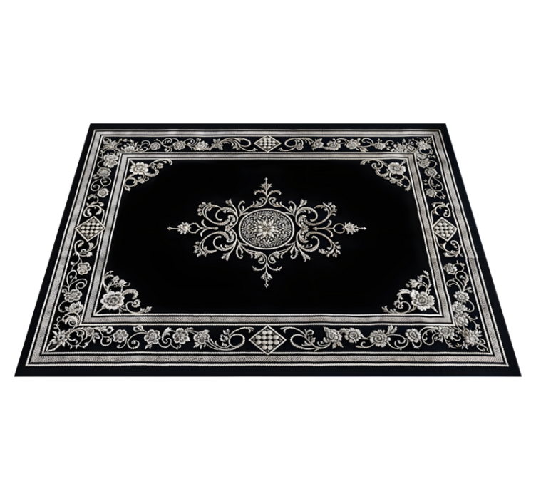 Classic oriental design black vinyl carpet - TenStickers