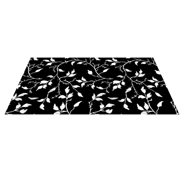 Modern floral pattern black vinyl carpet - TenStickers