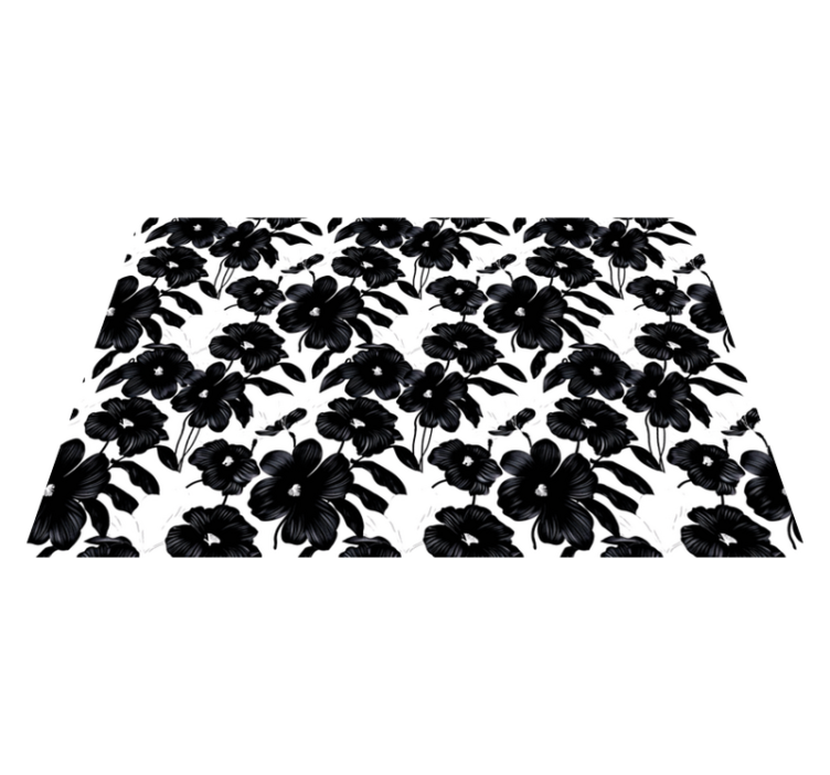 black poppy floral vinyl carpet - TenStickers