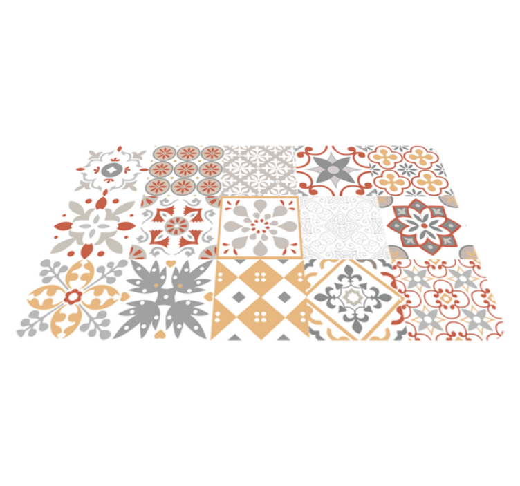 Orange mosaic kitchen vinyl carpet - TenStickers