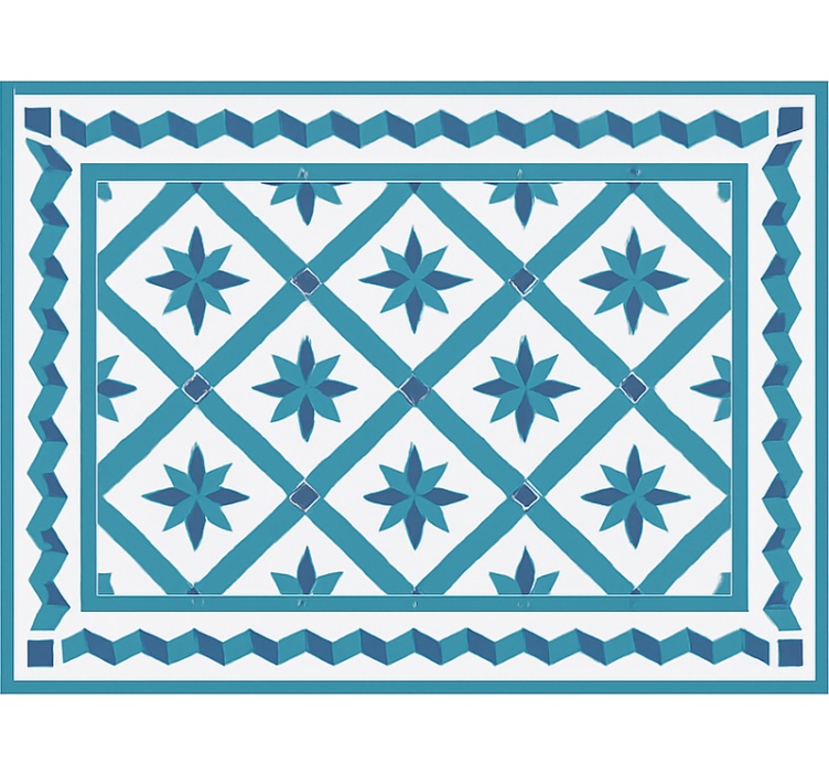 Geometric star tiles blue vinyl carpet - TenStickers
