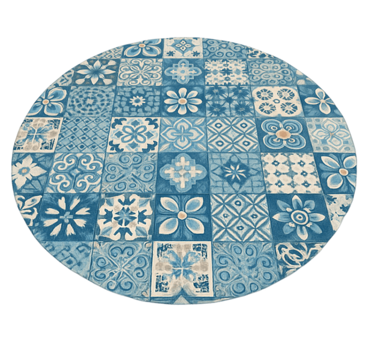 Circular mosaic tiles blue vinyl carpet - TenStickers